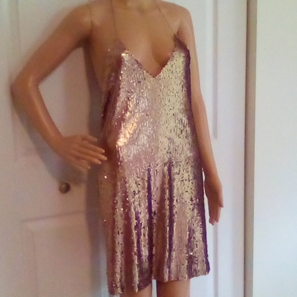 Gold sequin mini dress - Picture 1 of 9